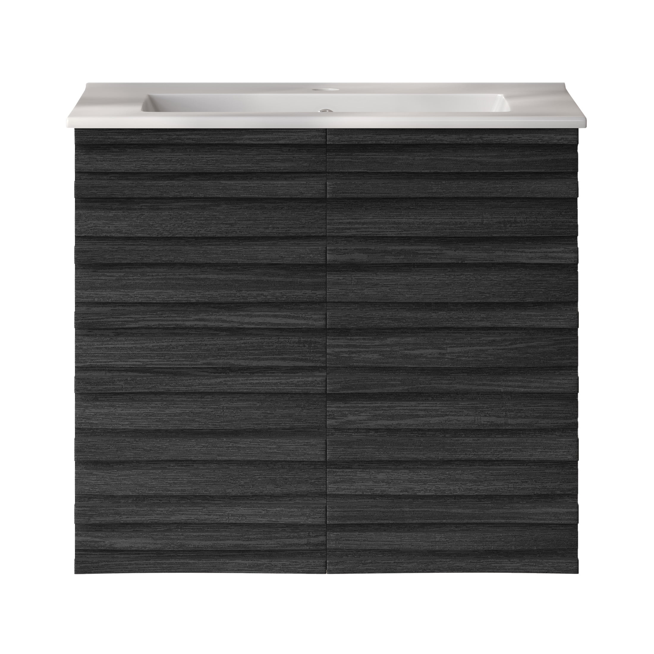 Cascade 24" Wall-Mounted Bathroom Vanity in Black Oak with Sink Top
