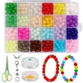 thumbnail image 1 of 704Pcs Glass Beads Bracelets Kit 8mm 24 Color Small Craft Beads  Glass Beads with Elastic String Bracelet Making Kit Crackle Glass Beads for DIY Bracelets Necklaces Double Color, 1 of 10