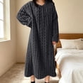 thumbnail image 4 of Ohufall Pajamas Dress for Women Warm Winter Fleece Bathrobe Nightgown Loungewear Crew Neck Long Sleep Robe, 4 of 9