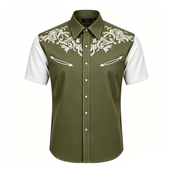 Likimi Kids Girls Boys T-Shirts Cowboy Print Lapel Button Down Short Sleeved Summer Breathable Tops Army Green Size 12-13 Years