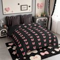 thumbnail image 2 of Manfei Fashion Bowtie Ribbon 7 Pieces Full Size Bedding Sets,Cartoon Cute Bow Full Size Bed in a Bag,Black Reversible, 2 of 7