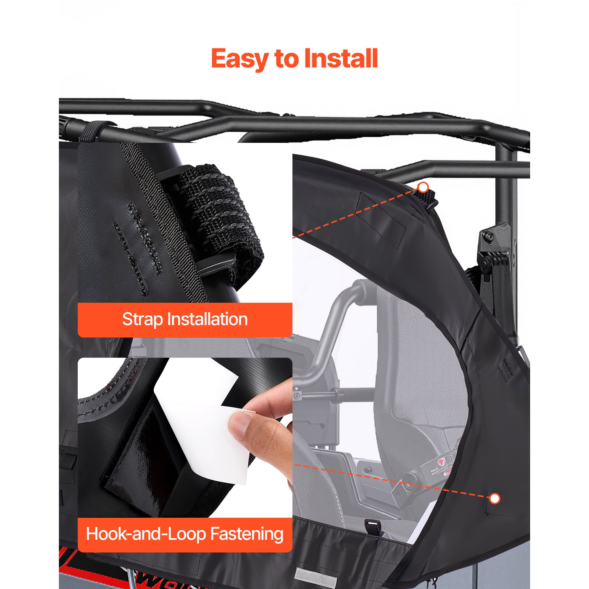 KFFKFF PVCCDF005 Cab Enclosure Upper Doors For Can-Am Maverick X3 MAX 4-Seater 2017-2024, Windproof Zipper UTV Side Window Kit