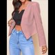 thumbnail image 5 of Blazer Corto para Mujer, Chaqueta Informal/de Trabajo de Larga con Abertura Frontal y Bolsillos Rosa 5XL, 5 of 8