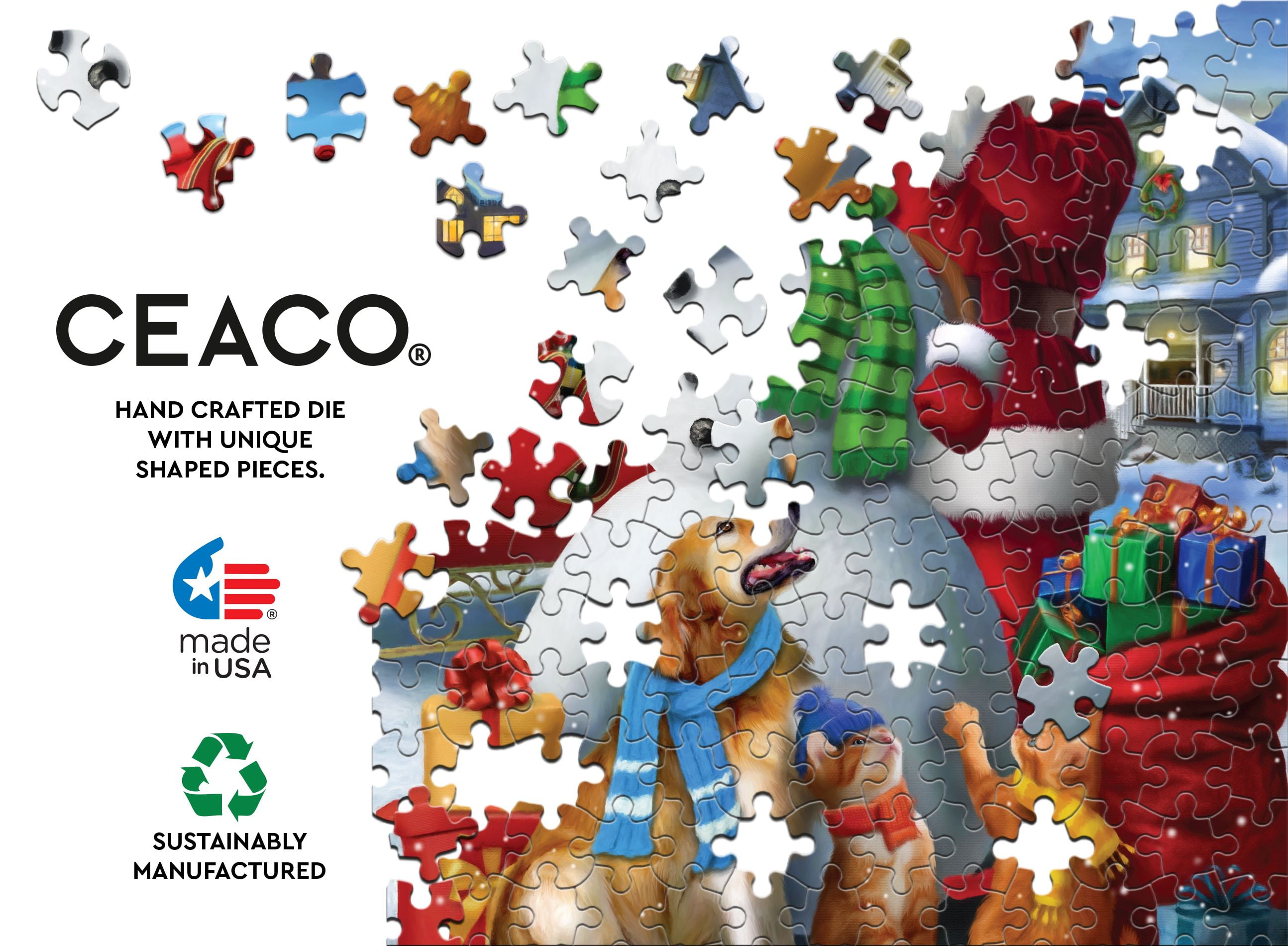 Ceaco Santa by Moonlight Glow (Tom Wood) 750 Piece Interlocking Jigsaw Puzzle