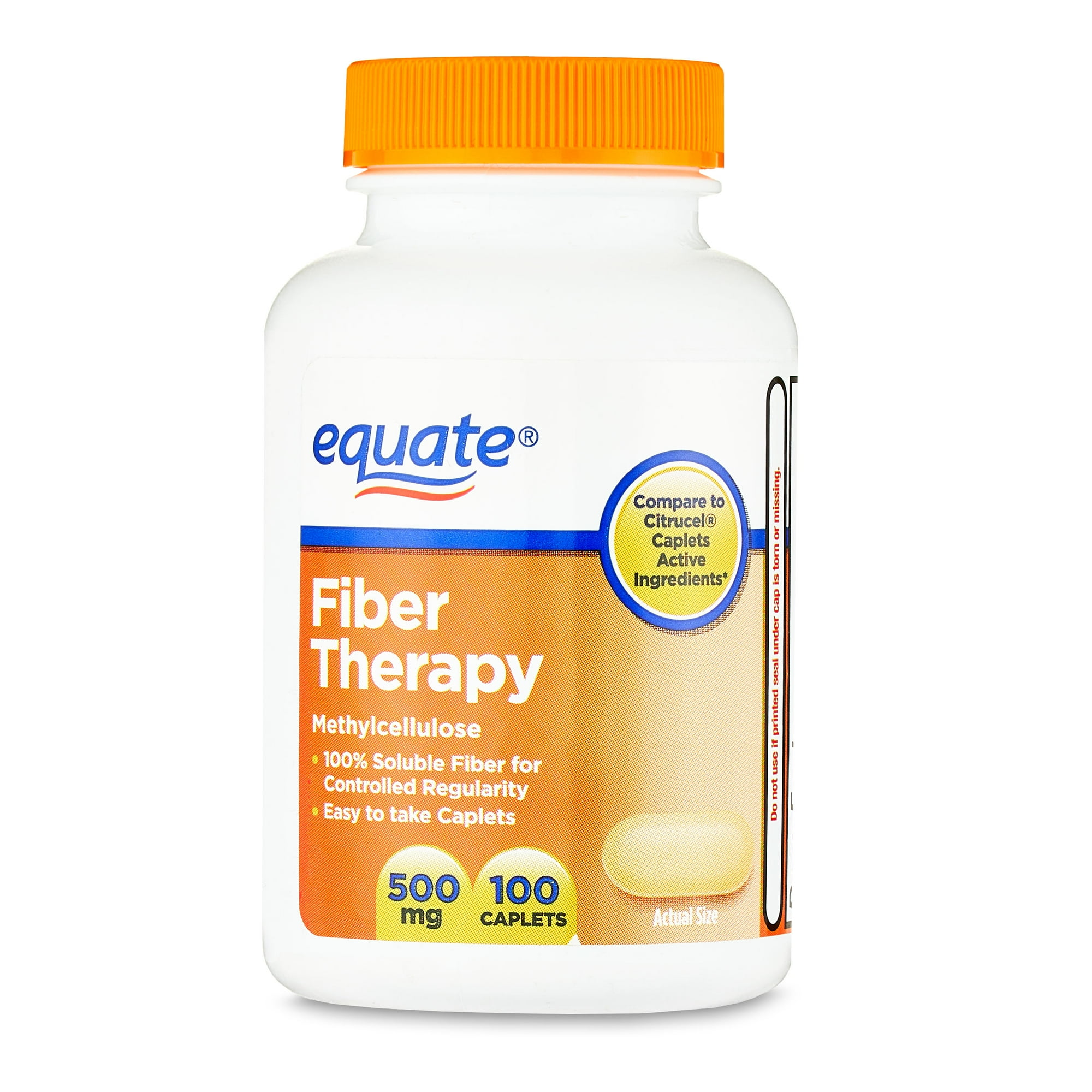 Equate Fiber Therapy Methylcellulose Caplets, 500 mg 100 Count, Compare to Citrucel® Caplets Active Ingredients