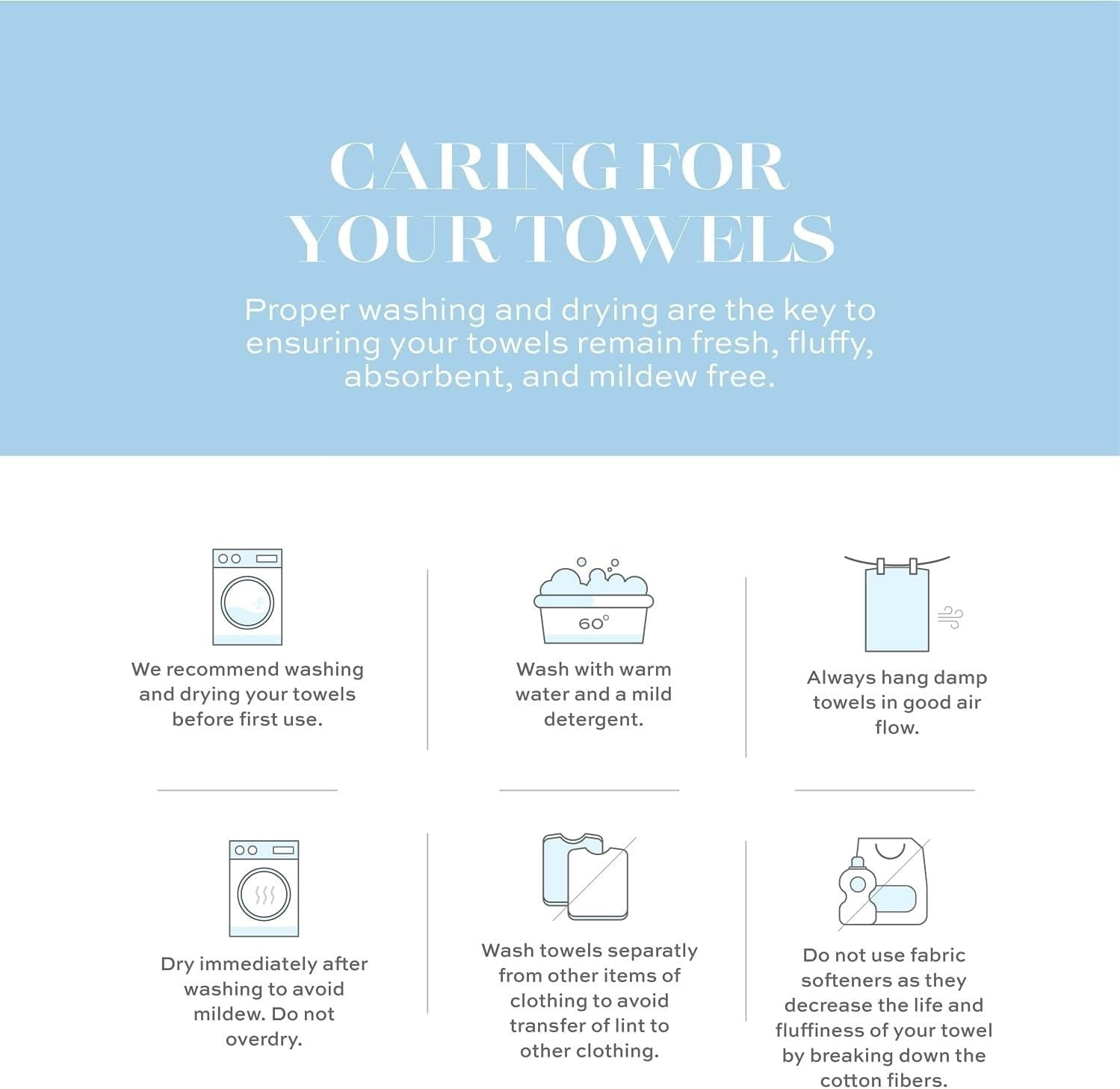 General Luxury Light Gray Hand Towels - Soft 100% Turkish Cotton | Highly Absorbent Hotel spa Bathroom Towel Collection | 16x30 Inch | Set of 6