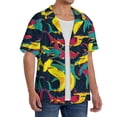 thumbnail image 2 of Rateoe Colorful Sharks Pattern Men's Short Sleeve Classic Shirt, Casual Short-Sleeved Shirt, Lightweight Summer Shirt, Cuban Collar Shirt,Button-Front Shirt-Large, 2 of 5