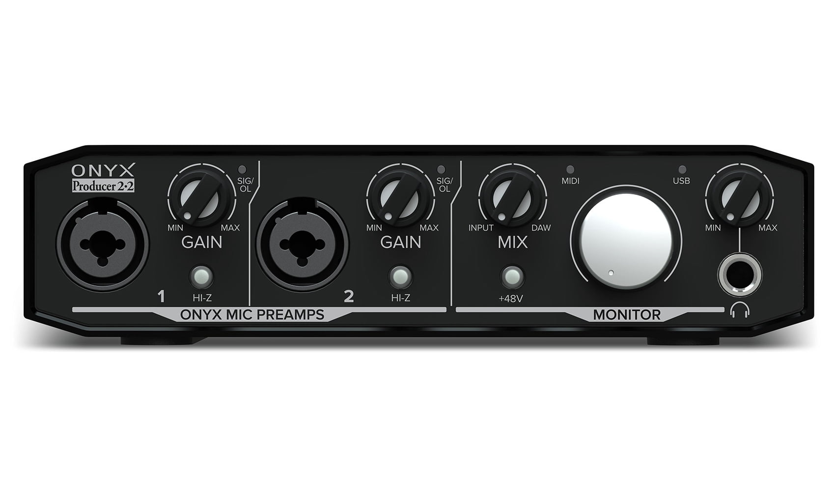 Mackie Onyx Producer 2.2 2x2 USB MIDI Recording Studio Interface+Mic+Cable+Mount