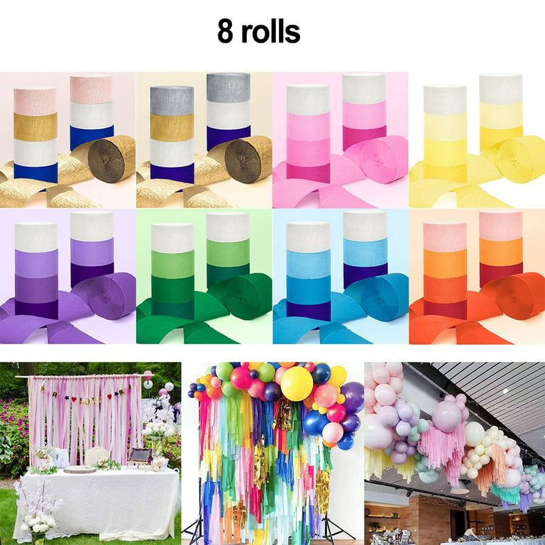 Rainbow Crepe Paper Streamers 8 Rolls, Party Streamers for Birthday Wedding  Baby Bridal Shower Decorations Halloween Christmas Craft Supplies (1.8