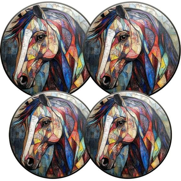 Electric Stove Burner Covers,4 Pcs Round Gas Burner Cover,8 and 10 Inch,Color - block Running Horse