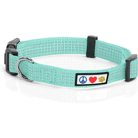 UPC: 0088057070719 | Pawtitas Reflective Dog Collar Adjustable for Medium Dogs – Teal Collar