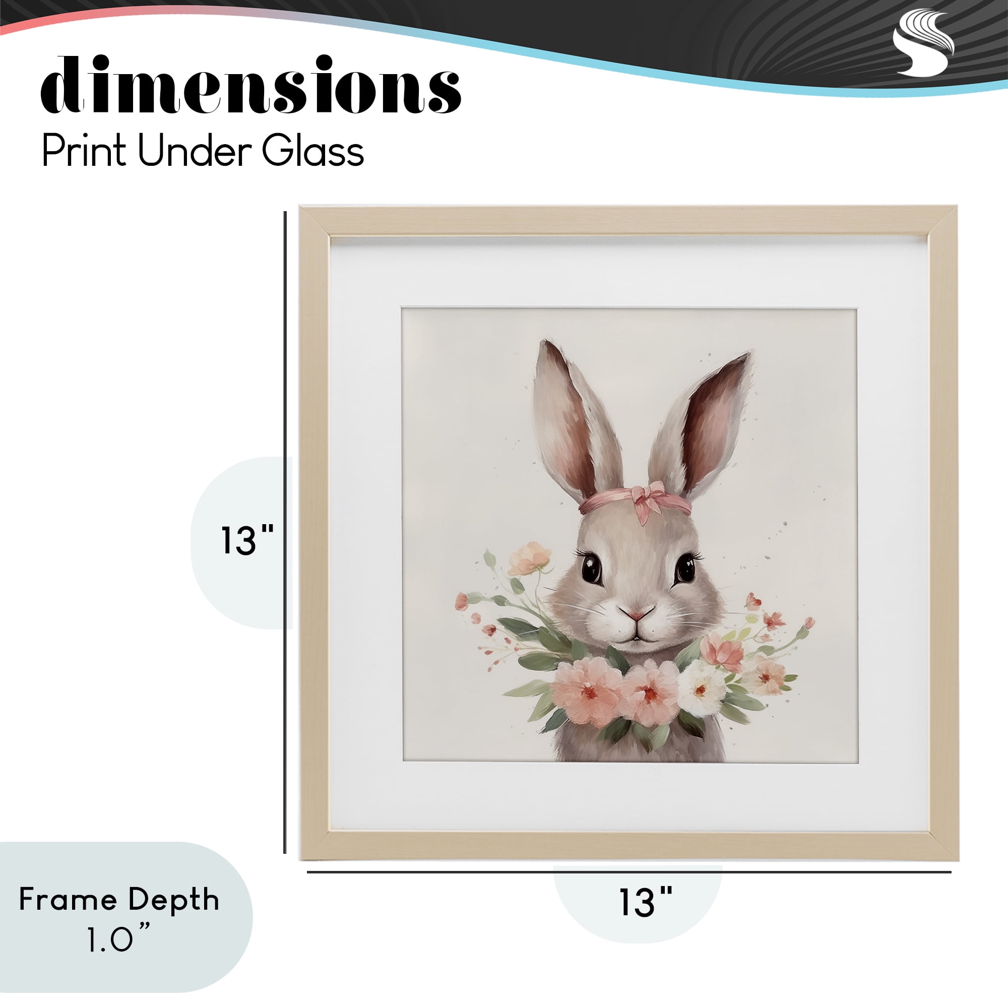 Stupell Industries Charming Bunny in Floral Wreath Birch Framed Print Under Glass, design by Lazar Studio