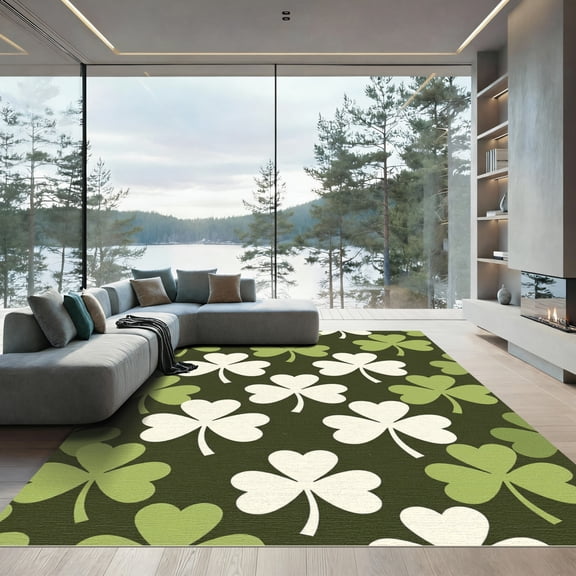 ODIKA 4' x 6' Machine Washable Non-Slip Area Rug, graphic print High Traffic Rug, Green, 1299998