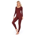 thumbnail image 1 of LiangRou Women's Crewneck Long Johns Ultra Thin Modal Thermal Underwear Top & Bottom Set Dark Rosewood X-Large, 1 of 5
