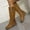 Khaki, variant on Wavsuf Winter Boots for Women on Mid Calf Round Toe Low Heel Gray Shoes Size 38