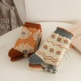 thumbnail image 3 of Retro Flower Socks, Women's Wool Socks For Autumn, Winter Mid-calf Socks, Thickened And Velvet Outer Stockings For Winter Cotton Socks, 3 of 5