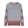 thumbnail image 4 of Timegard Womens Crewneck Sweatshirts Striped Long Sleeve Side Split Pullover Fall Casual Loose Tops, 4 of 6