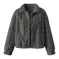 thumbnail image 4 of uublik Fleece Jacket Women Gray Open Front Long Cardigan Coat Warm Winter Outwear Jackets, 4 of 6
