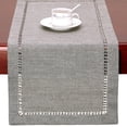 thumbnail image 2 of Handmade Hemstitch Gray Dining Table Runner Or Dresser Scarf, Rectangular 14 by 72 Inch, 2 of 2