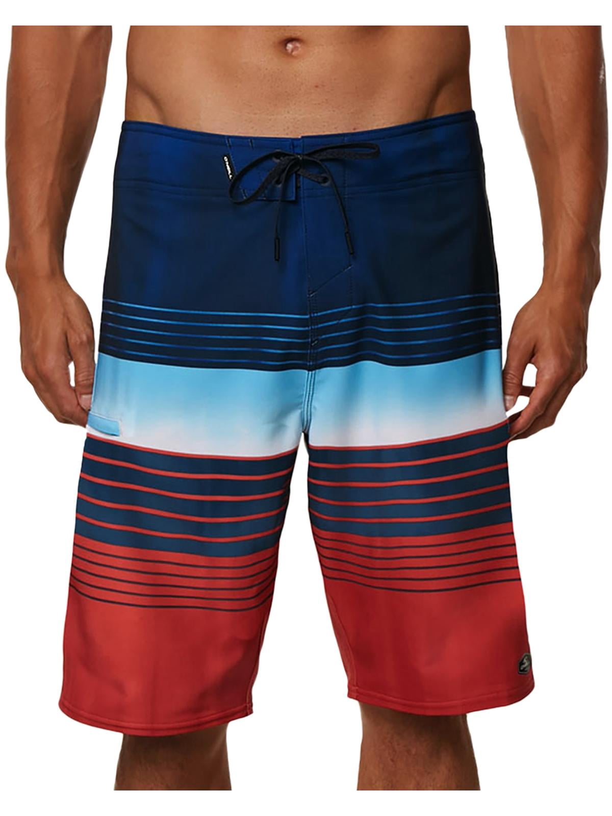 Mens Striped Below Knee Board Shorts 