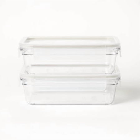 4pc (set of 2) 5.5 Cup Tritan Plastic Rectangle Food Storage Container Set Clear