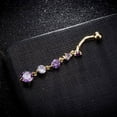 thumbnail image 3 of keepw Round Zircon Dangle Navel Belly Button Rings Stainless Pendant Umbilical Studs Jewelry gold+multicolor, 3 of 8