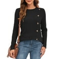 thumbnail image 4 of JuneFish Women's Long Sleeve Tunic Tops Casual Tshirts Loose Crewneck Buttons Side Pullover Sweaters Fall Comfy Split, 4 of 6
