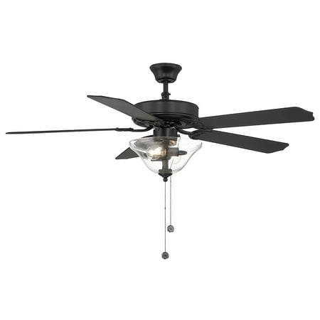 

Trade Winds Tobias 52 2 Light Ceiling Fan in Matte Black with Clear Bubble Glass