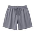 thumbnail image 4 of Brnmxoke Womens Plus Linen Shorts Oversized Summer Casual Wide Leg Shorts Elastic Waist Drawstring Beach Vacation Short with Pockets Dark Gray,XXXL, 4 of 6
