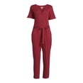 thumbnail image 5 of Time and Tru Women's Short Sleeve Knit Jumpsuit with Belt, 5 of 5