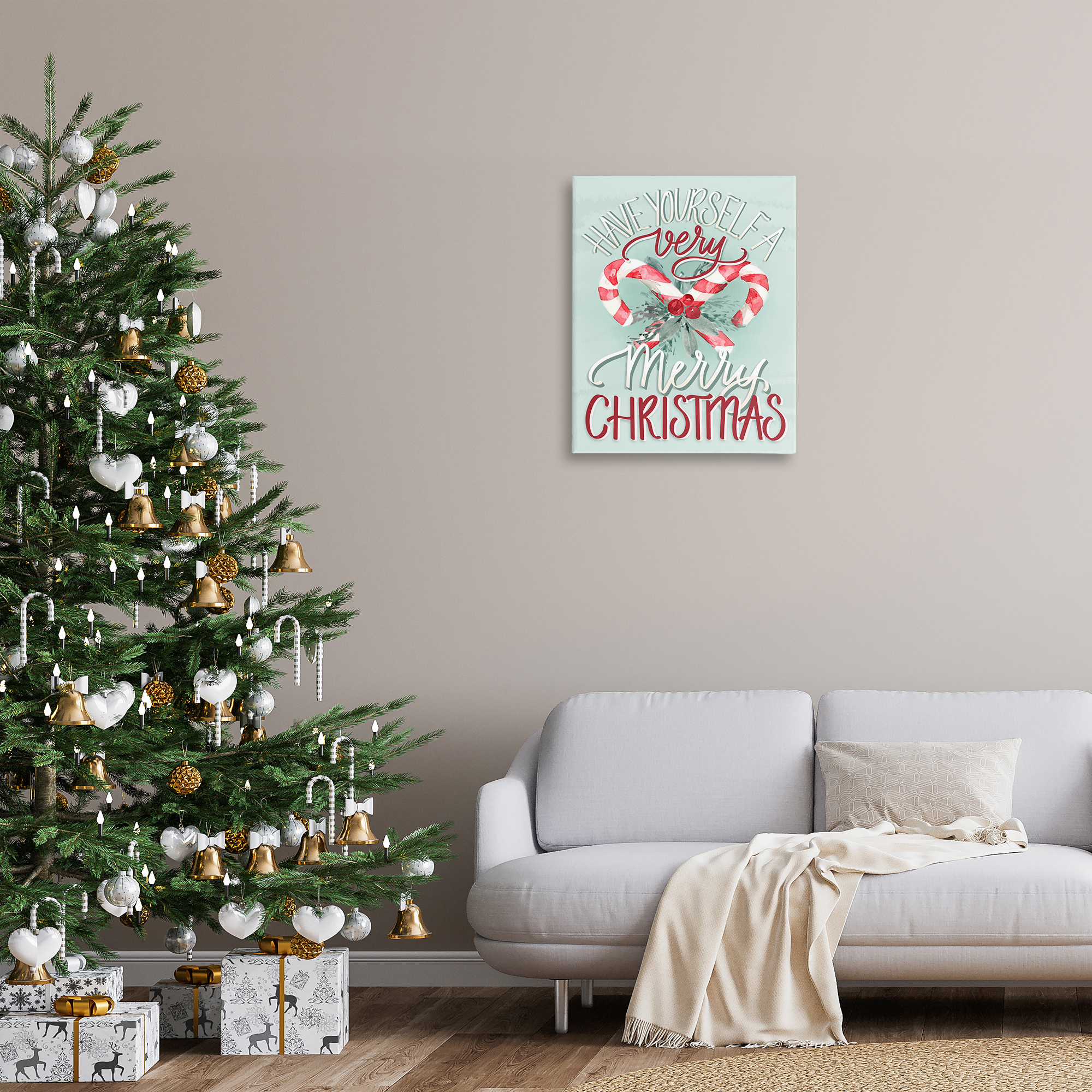 Stupell Industries Very Merry Christmas Holiday Painting Gallery Wrapped Canvas Art Prints Wall Art, 24 x 30