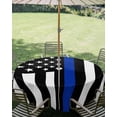 thumbnail image 3 of Outdoor Tablecloth with Umbrella Hole Zipper Blue American Flag Round Tablecloth 54" Waterproof Outside Table Cloth Black White Striped US Flag Stars Patio Table Cover Tablecloths for Picnic Party, 3 of 8