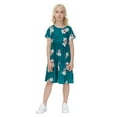 thumbnail image 3 of Cathalem Robes Filles Été Printemps Robe Été Coton Uni Midi Robe d'Été, Vert 140, 3 of 5