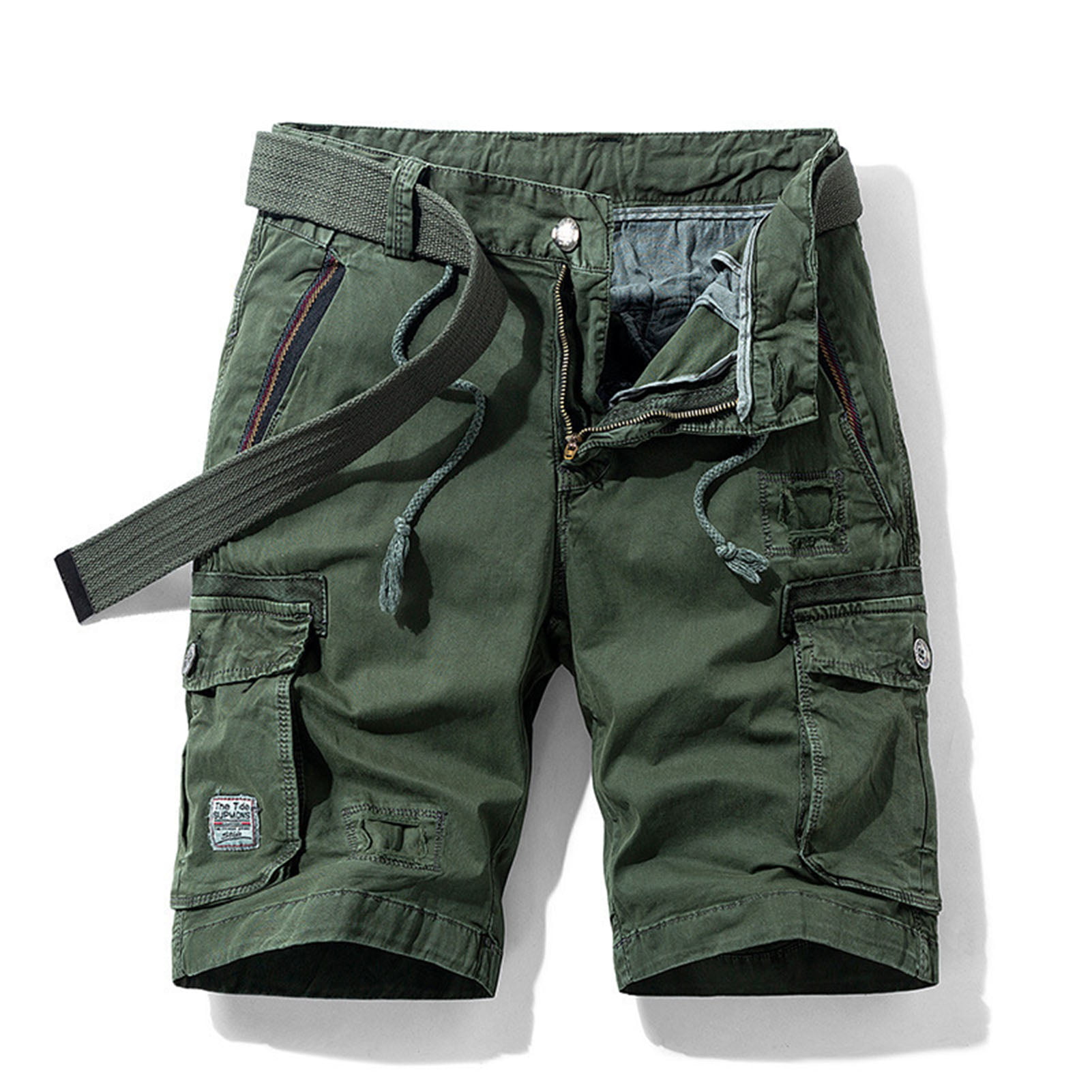 Kelder Uitdrukkelijk Brutaal YMH Men Solid Color Knee Length Shorts All Match Mid Waist Multi Pockets  Cargo Shorts Streetwear, Green 36 - Walmart.com
