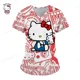 thumbnail image 4 of Camiseta con cuello en V para trabajadores del cuidado de Hello Kitty, ropa de trabajo de clínica, Tops de manga corta, uniforme de enfermera estampado, 4 of 6