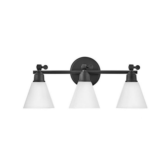 3 Light Bathroom Light Fixture in Transitional Style-10 inches Tall and 24 inches Wide-Black Finish Bailey Street Home 81-Bel-4614524