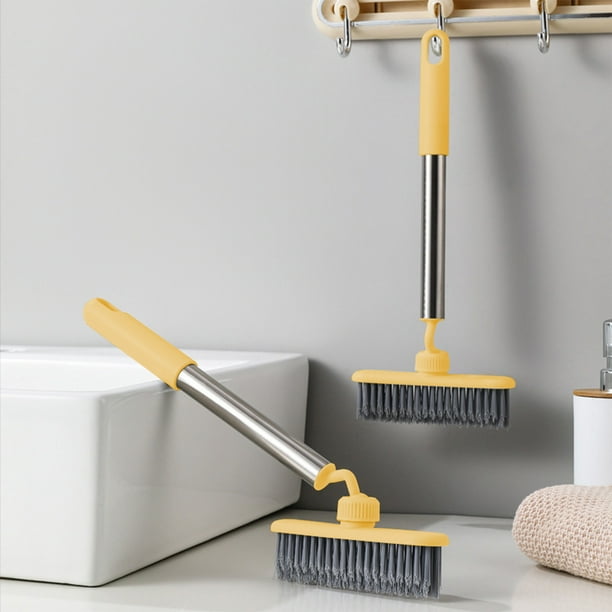 Cepillo giratorio para limpiar grietas | Cepillo multiángulo para baño y cocina | Cabezal flexible para rincones y recovecos | Cerdas de sisal con orificio para colgar