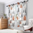 thumbnail image 2 of Yayeee Window Curtains Light Filtering 63"x42" Grommet Panel Pair Home Living Room Decor, Orange Cartoon Houses, 2 of 7