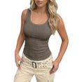 thumbnail image 3 of MDUKONU Summer Womens Tank Tops 2026 Square Neck Fitted Sleeveless Shirts for Women Ribbed Basic Top Size: L/1 Khaki, 3 of 7