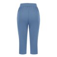 thumbnail image 6 of WQQZJJ Ladies Solid Color Capri Pants, Elastic Waist Pocket Wide Leg Pants Casual Stretch Fashion Pants Summer Women's Clothing, 6 of 7