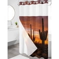 thumbnail image 3 of No Hook Shower Curtain with Snap-in Liner, Western Cactus Sunset Waterproof Fabric Bathroom Curtains, Modern Abstract Art Retro Bath Curtains & Mesh Top Window Stand Up Stall 36"x72", 3 of 9
