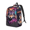 thumbnail image 2 of Xecao Colorful Wolf Head A for Canvas College Laptop Backpack, Durable Rucksack Travel Notebook Bag School Backpack Book Bag for Men Women, 2 of 8
