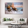 thumbnail image 2 of HFDF Vtage American US Flag with Seaview Modern Seascape Giclee Artwork Contemporary Wall Art Canvas Prts Home Decor Pictures for Livg Room Poster Patg Ready to Hang 20x16inch Framed, 2 of 5