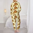 thumbnail image 3 of Pajama Sets for Women 2 Pcs, Cute Pizza Cartoon Button Down Long Sleeve Sleepwear Lounge PJ Sets, 3 of 6