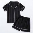thumbnail image 4 of Gubotare Toddler Baby Girl Summer Pajamas Set Striped Short Sleeve Tops and Shorts 2 Piece Sleepwear Nightgown Pjs Outfit 12 18 Months (Black,12-18 Months), 4 of 4