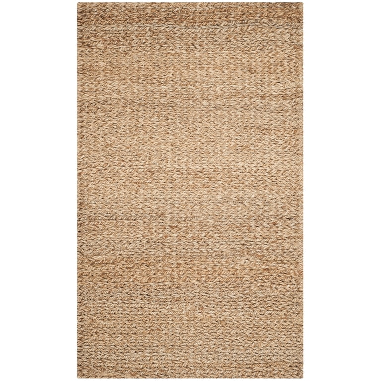 SAFAVIEH Natural Fiber Jute Area Rug - 7' Round, Handmade Boho Braided, Ideal For Living Room, Bedroom, High Traffic