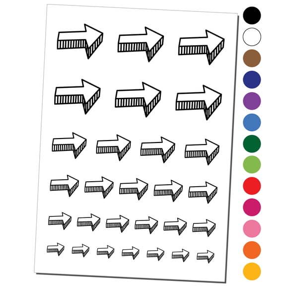 Arrow with Shadow Doodle Water Resistant Temporary Tattoo Set Fake Body Art Collection - Light Green