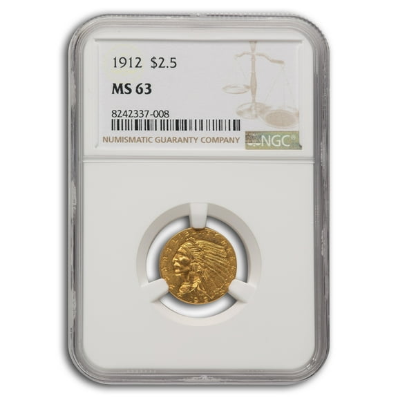 1912 $2.50 Indian Gold Quarter Eagle MS-63 NGC