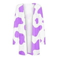 thumbnail image 5 of DDAPJ pyju Lightweight Cardigans for Women Plus Size Cow Printed Long Sleeve Open Front Cardigan Tops Fall Thin Jacket with Pockets Light Purple XL, 5 of 6