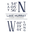 thumbnail image 1 of Lake Murray, South Carolina, Latitude and Longitude (Blue) (36x54 Giclee Gallery Art Print, Vivid Textured Wall Decor), 1 of 3